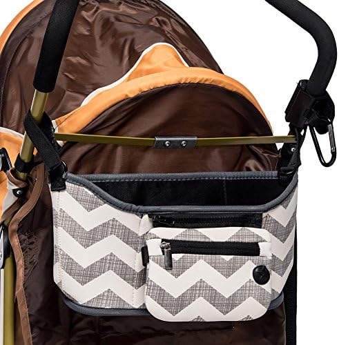 Mom Miya Baby Stroller Organizer Bag,Get A Free Stroller Hooks Black,Universal Black Baby Diaper Stroller Bag, Stroller Cup Holder, Fits Most Strollers (Lattice)