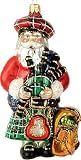 Scottish Scotland Santa Polish Glass Christmas Ornament