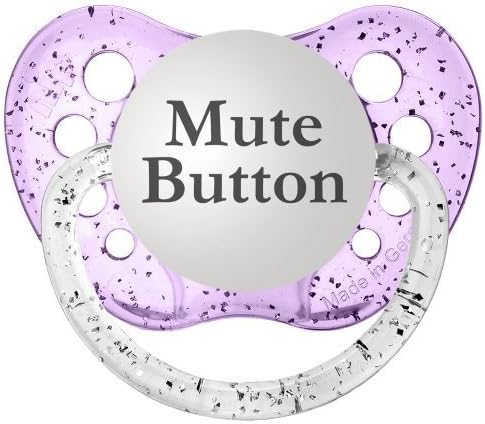 Personalized Pacifiers Mute Button Pacifier, Glitter in Purple by Personalized Pacifiers