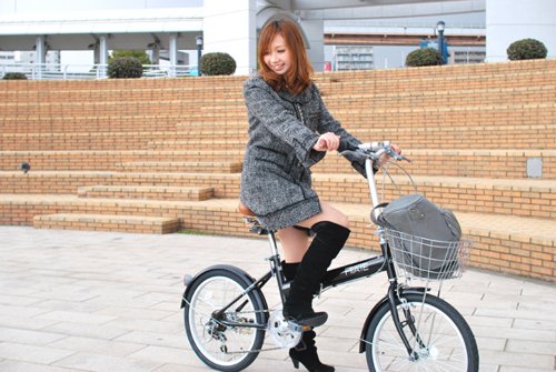 HIATE(ハイエイト) 20インチシマノ6段変速折りたたみ自転車[カゴ/LEDライト/コイルワイヤー錠/前後フェンダー標準装備] ブラック HI-206