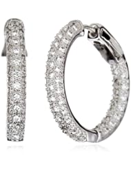 CZ by Kenneth Jay Lane "Classic Cubic Zirconia" Rhodium-Plated Hoop Earrings