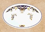 Herbeau 040302 Moustier Bleu Powder Room Sambre 16 Above the Counter Lavatory Sink 0403