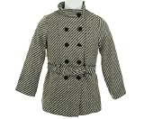 Amy Byer Girls 7-16 Tweed Funnel Neck Double Button Coat With Belt