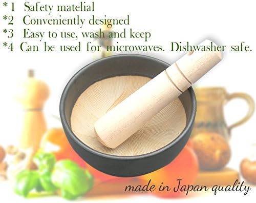 Ceramic Mortar and Pestle set Use for kitchen and table 4 x 4 x 2 inch size / made in Japan (black)