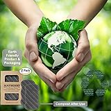 Konjac Exfoliating Sponge with Bamboo Charcoal - 2 Pack - 100% Natural Charcoal Body Sponge for Improving Skin's Look and Feel - Full Body Charcoal Sponge with Attached String for Hanging to Dry (2)