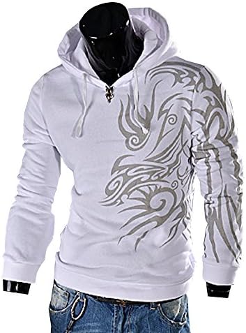 Men's Jersy Fleece Hood Sweatshirt Cosplay Floral Coat Jacket White