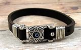 Brown Leather Lucky Eyes Bracelet for Men and Star of David