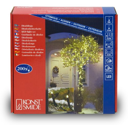 Konstsmide 3613-110 Micro LED Lichterkette (200 warm wei&szlig;e Dioden, 24V Au&szlig;entrafo, 12W, schwarzes Kabel)