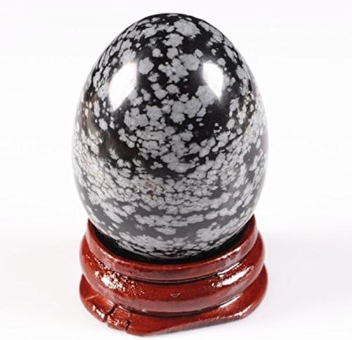 40mmx30mm Rock Gemstone Egg Crystal Healing Reiki Decor Statue 1.6" (Snowflake Obsidian)