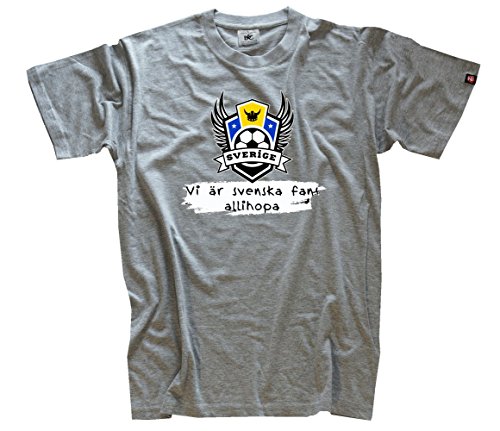 Shirtzshop Herren EM Football Collection 2016 fussball Schweden Sverige T-shirt, Grau, XXL, sshop-u1605065-t