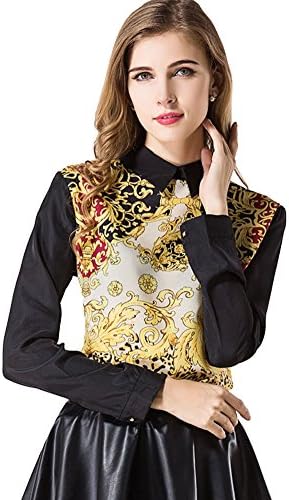 Laryana Vintage Totem Peter Pan Collar Full Sleeve Women Chiffon Shirt Black XXS