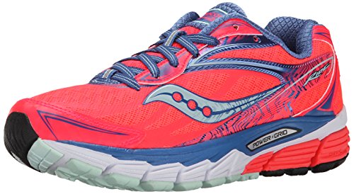 Saucony Women's Ride 8 Running Shoe, Coral/Blue/Sea, 6.5 M US