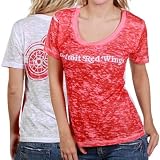 NHL Touch by Alyssa Milano Detroit Red Wings Ladies Red-White Sublimated Sheer Burnout Premium T-shirt (Medium)