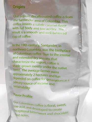 ORGANIC DECAFFEINATED COLUMBIAN WHOLE BEAN COFFEE (2 LB Bag)