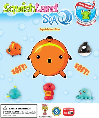 RARE Hand Painted Sqwishland Sea Mania Collection Complete Set Of 5 With Game Codes