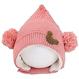 ニット帽 　防寒　ふかふか　とんがり帽子 子供　赤ちゃん　ベビー キッズ かわいい 首まで暖かい　『　ピンク　』