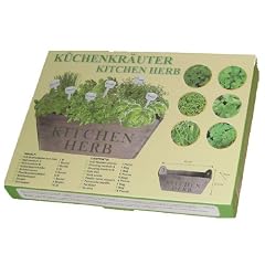 K�chenkr�uter in Holzbox, Oregano, Koriander, Thymian, Basilikum, Chives, Petersilie