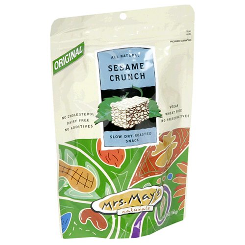 Mrs. May's Dry-Roasted Snack, White Sesame Crunch, 5.5-Ounce Pouches (Pack of 12)