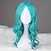 Miss U Hair Girl Long Curly Bluish Green Anime Cosplay Full Wig Synthetic Party Hair C043