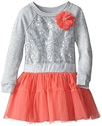 Girls Sequined Mesh Polyester/Spandex/Knit Long Sleeves Sweater  Dress