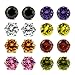 JewelrieShop Lady 8 Pairs Round Square Cuts Stud Earrings, Stainless Steel Cubic Zirconia Rings Set