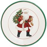 Caspari Lynn Haney Santas 2 Paper Salad Plate Package, Ivory