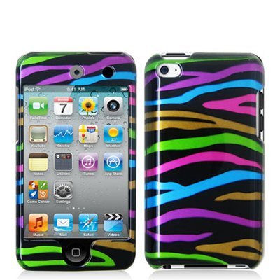 Ipod on Ipod Touch 4g Graphic Case     Rainbow Zebra  Front   Back    Zebra