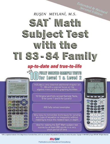 sat math subject test with ti 83 84 family with 10 fully solved sample tests rea test preps