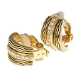 Small Goldtone and Crystal Curvy 1/2" Hoop CLIP-ON Earrings Fashion Jewelry