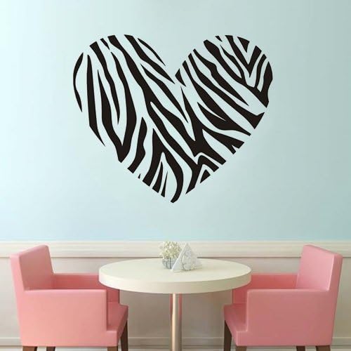 ColorfulHall 23.7" X 27.6" DIY Black Zebra Horse Print Stripe Heart Wall Decals Wall Sticker Removable Vinyl Bedroom Dorm Living Room Nursery and Home Apartment Decoration by INELLESELL