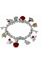 4031653 Teacher Stretch Charm Bracelet Appreciation Year End Gift Present School Bus Apple Favorite