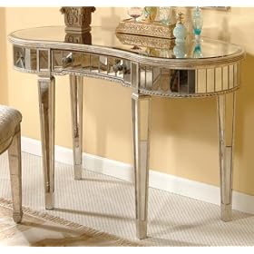 Borghese Mirrored Vanity Table, 30Hx48Wx24D, MIRRORED by Home Decorators Collection
