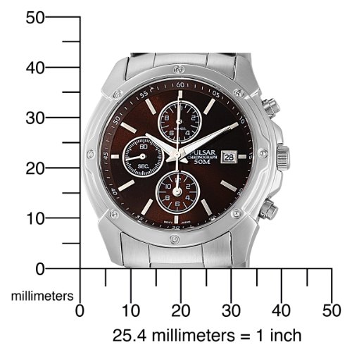 Pulsar Men's PF8335 Chronograph Brown Dial Stainless Steel Watch
