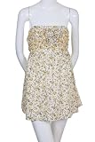 Doki Geki Coil Rosette Floral Print Smocked Strapless Mini Dress Yellow