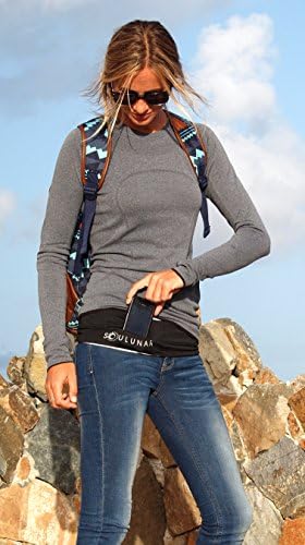 Running waist pack for women,runners or fitness. Exercise belt for phone,passport,keys,fuel and money. Best sports belts in running accessories for women &amp; travel gifts for men. Greater width fits all phones, zip pouch and reflective safety strips(black, L)