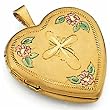 14K Yellow Gold Heart Shaped Photo Locket Fancy Charm Pendant