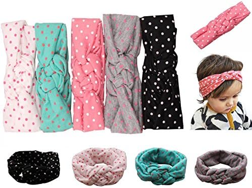 Kingyee Kids Baby Girl Newest Turban Headband Head Wrap Knotted Hair Band (5PCS)