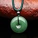 Parma77 Donut Light Green Dyed Jade Pendant Necklace Jewelry Lucky Protection Powers Amulet
