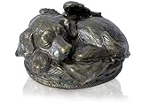 IMAGE OF Sleeping Angel Dog Metal Urn - Bronze
