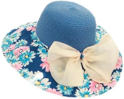 2014 Spring New Arrival Navy Daisy Bow Knot Flopy Straw Hat Beach Hat for Women