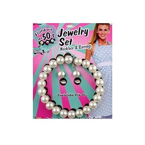 Forum Novelties Inc 33790 50's Pearl Necklace and Earrings Set