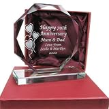70th Wedding Anniversary Gift, Engraved Presentation Cut Glass