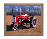 Vintage 1955 Farmall 400 Farm Tractor Home Decor Wall Picture Oak Framed Art Print