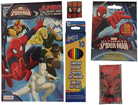 New! Ultimate Spiderman Coloring Book &amp; Sticker Bundle for Kids with Bonus Spiderman Whoopee Cushion