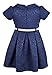 Lilax Little Girls' Flocked Occasion Dress with Shimmer Belt 4T Navy