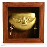 Papier mache shadow box mask, 'Lambayeque Mask'