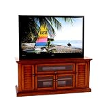 New Classic Furniture 45″ Five-Door Entertainment Console with Interchangeable Panels, Saddle