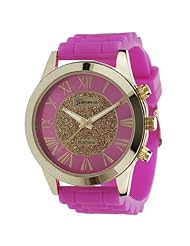 GP by Brinley Co. Womens Hot Pink Silicone Strap Watch