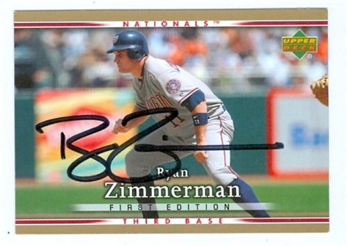 Ryan Zimmerman Autographed/Hand Signed MLB Baseball Card (Washington Nationals) 2007 Upper Deck Firs