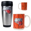 Charlotte Bobcats Stainless Steel Travel Tumbler & Gameball Ceramic Mug Set - Primary Logo NBA Basketball